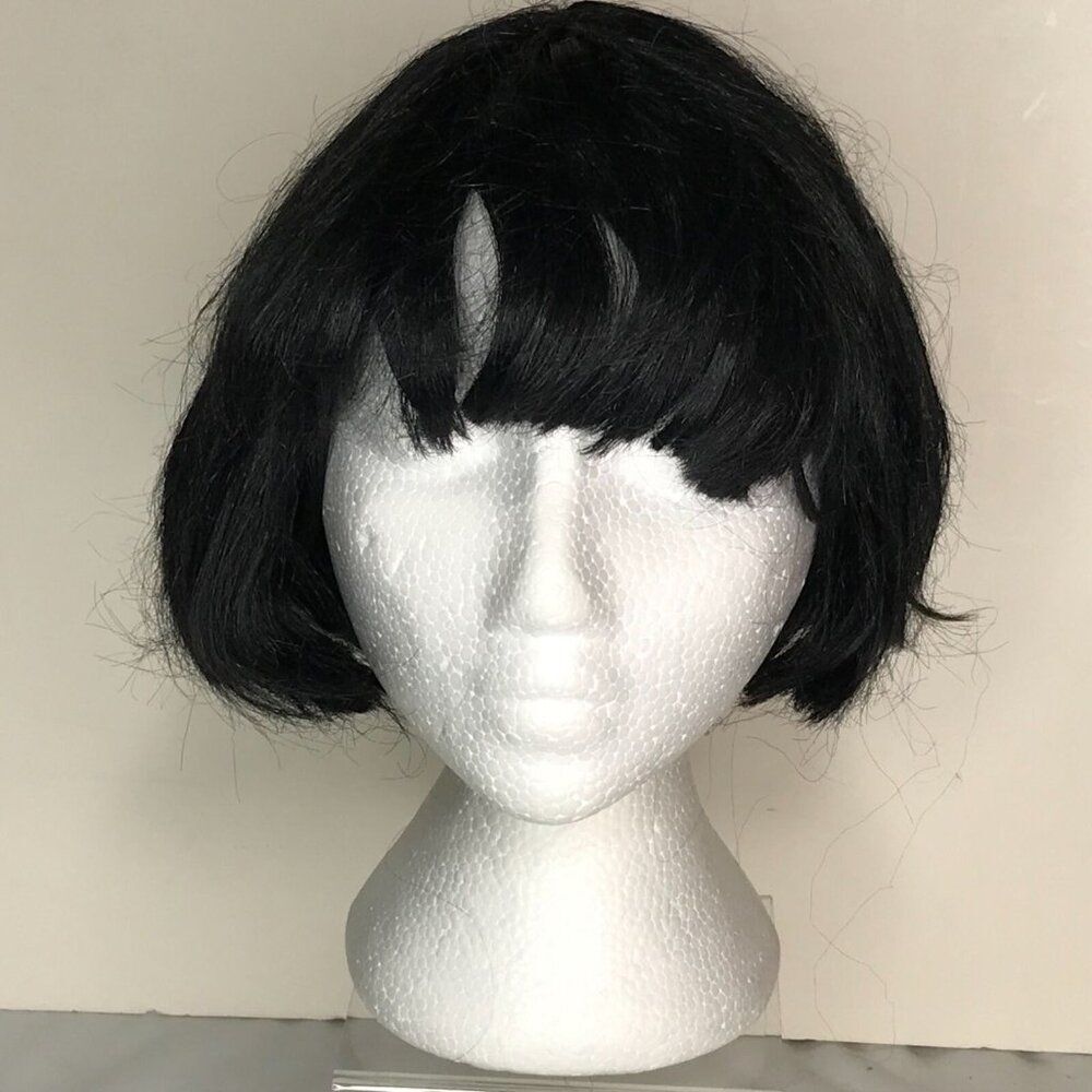 Wig Short Black Bangs Bob Halloween Costume Dress Up Cosplay Anime 50s